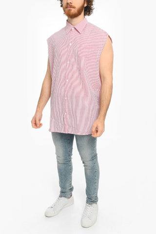 Camicia a Righe Awning senza Manica con Taschino