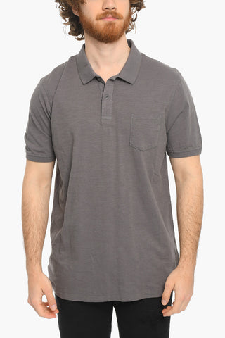 PENN-RICH Solid Color 2-Buttons FLAME Polo Shirt with Breast Pocket