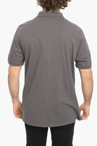 PENN-RICH Solid Color 2-Buttons FLAME Polo Shirt with Breast Pocket