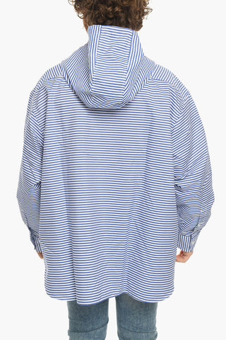 Maxi Pocket Frontal Awning Striped Shirt with Hood