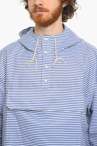 Maxi Pocket Frontal Awning Striped Shirt with Hood