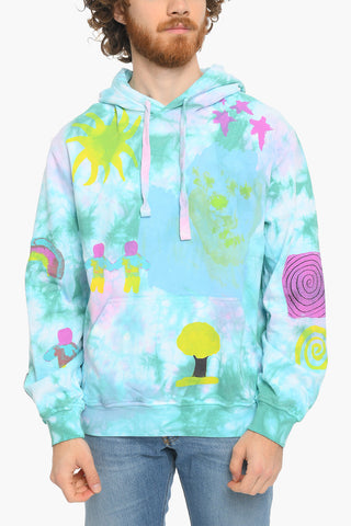 MCQ GROW UP N.9 Felpa Hoodie con Motivo Tie Dye con Tasca a Marsupio