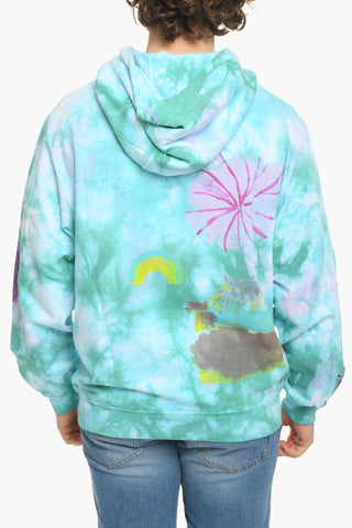 MCQ GROW UP N.9 Felpa Hoodie con Motivo Tie Dye con Tasca a Marsupio