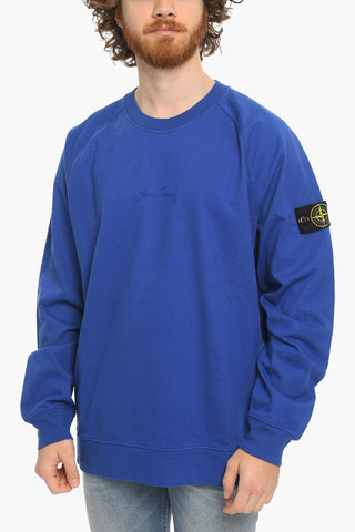 Felpa Girocollo in Cotone con Logo Ricamato