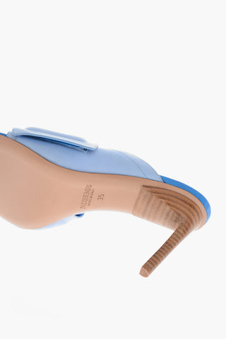 Mules in Pelle AQUA con Tacco in Legno 8cm