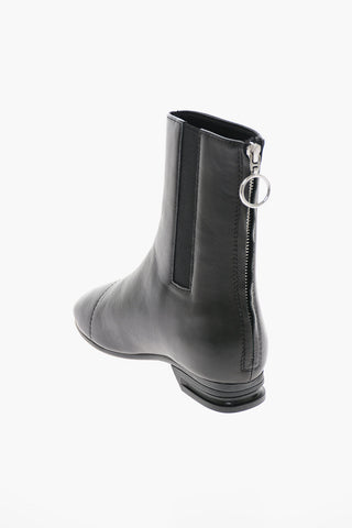 RUNNER Back Zipped Leather Chelsea Booties