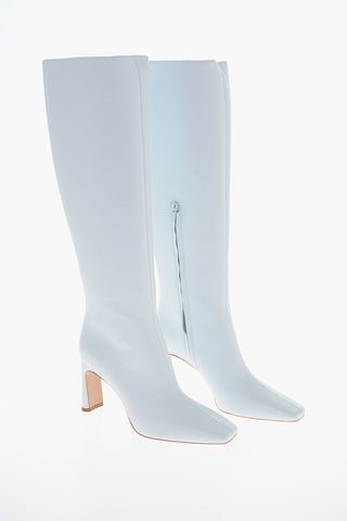 LH X LIU JO Squared Toe Knee Length Leather Boots 9cm