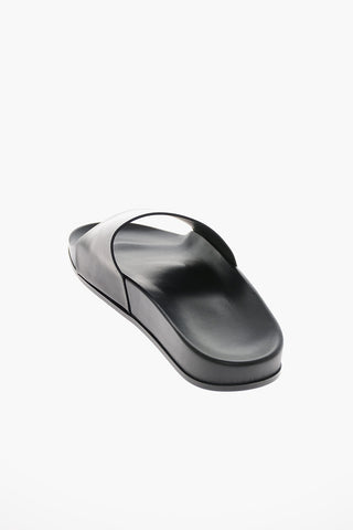 Printed Logo Leather Sliders
