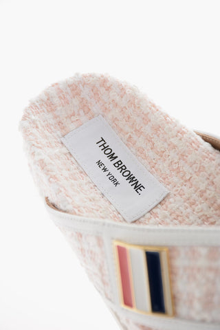 Tweed Criss-crossed Slides with Logo Detail