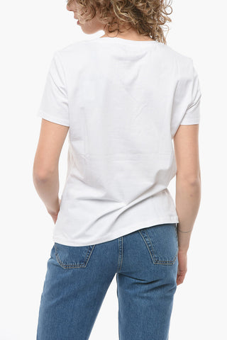 EMPORIO Stretch Cotton T-shirt with Logo and Lettering Print