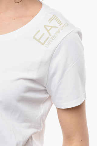 EMPORIO Stretch Cotton T-shirt with Logo and Lettering Print