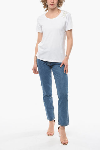 EMPORIO Stretch Cotton T-shirt with Logo and Lettering Print