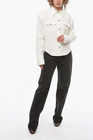 Contrasting Buttons Asymmetrical Cut LA ROCHELLE Shirt