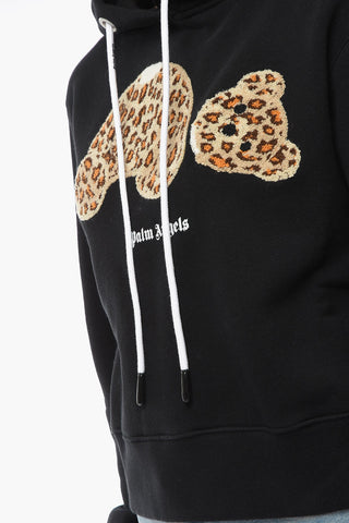 Ivory Cotton Hoodie Sweatshirt with TEDDY BEAR Application