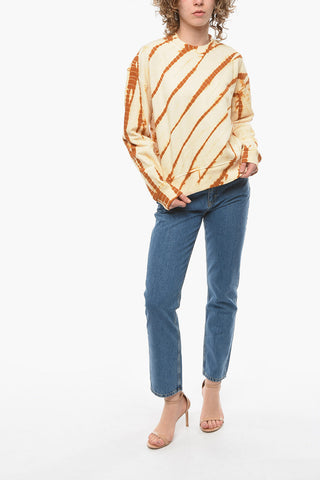 WHITE LABEL Jersey Crew-neck Sweatshirt with Tie-dye Effect
