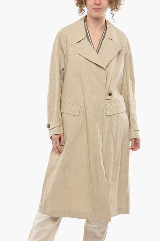 EMPORIO ICON Flap Pocket Coated Flax Overcoat