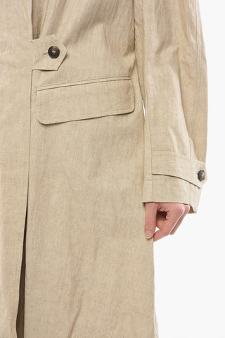 EMPORIO ICON Flap Pocket Coated Flax Overcoat