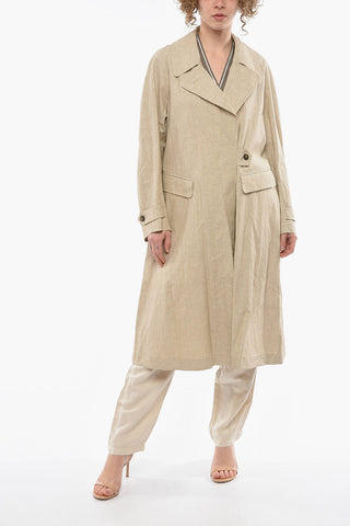 EMPORIO ICON Flap Pocket Coated Flax Overcoat