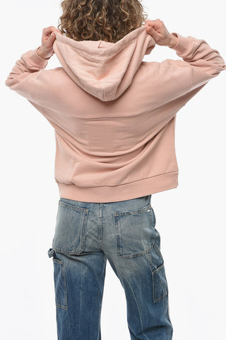 Hoodie Sweatshirt with Ton-sur-ton Logo Print and Kangaroo Pocket