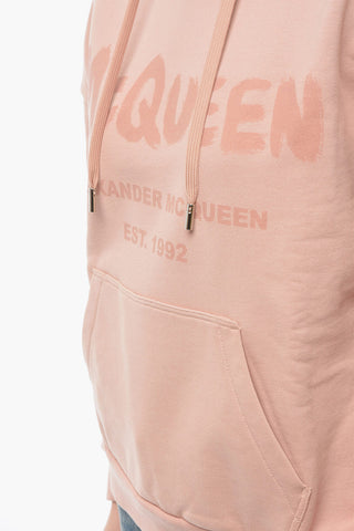 Hoodie Sweatshirt with Ton-sur-ton Logo Print and Kangaroo Pocket