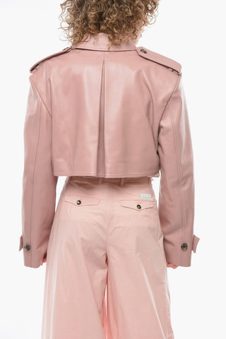 Giubbotto in Pelle Crop MAHIS con Spalle Imbottite