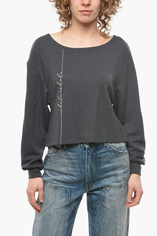 EMPORIO Felpa Girocollo Oversize con Cucitura Lettering
