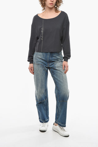 EMPORIO Felpa Girocollo Oversize con Cucitura Lettering