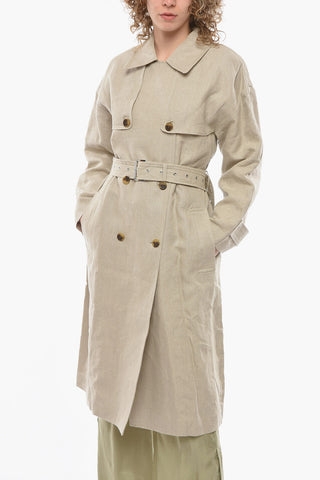 MICHAEL Linen Double Breasted Trench with Belt