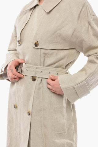 MICHAEL Linen Double Breasted Trench with Belt