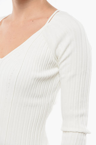 WHITE LABEL Lightweight Rib Knit V-neck Top
