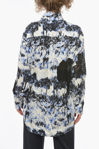Viscose-satin Oversized Shirt with Embroidered Detailings