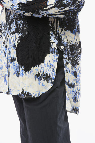 Viscose-satin Oversized Shirt with Embroidered Detailings