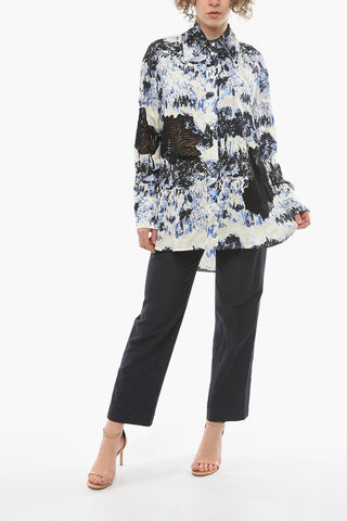 Viscose-satin Oversized Shirt with Embroidered Detailings