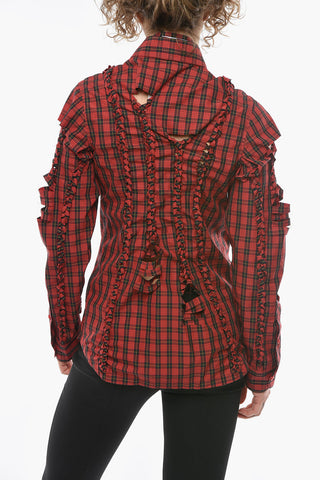 Cut-Out Details Tartan Shirt