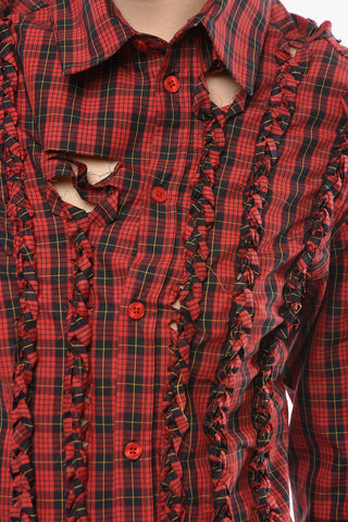 Cut-Out Details Tartan Shirt