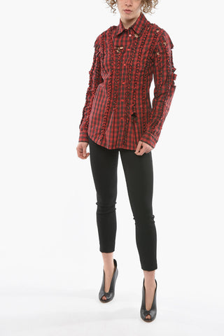 Cut-Out Details Tartan Shirt