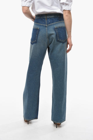 Straight-leg Baggy Denims with High-waist and Dark Wash 25cm