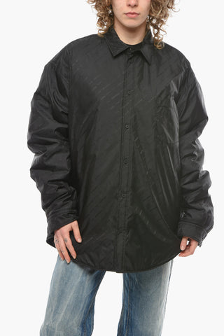 Nylon Quilted UNISEX Over Shirt with Monogram Print