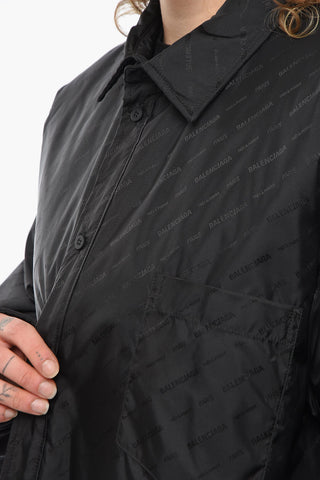 Nylon Quilted UNISEX Over Shirt with Monogram Print