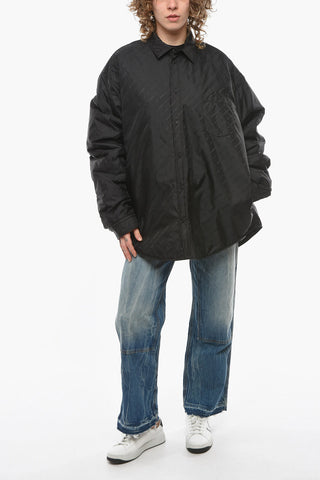 Nylon Quilted UNISEX Over Shirt with Monogram Print