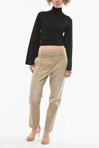 High-waisted Double-pleated Denims