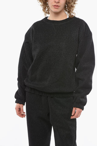 Lurex Crew-neck Sweatshirt with Elasticated Waistband