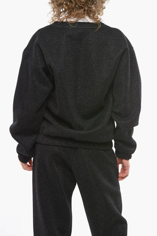 Lurex Crew-neck Sweatshirt with Elasticated Waistband