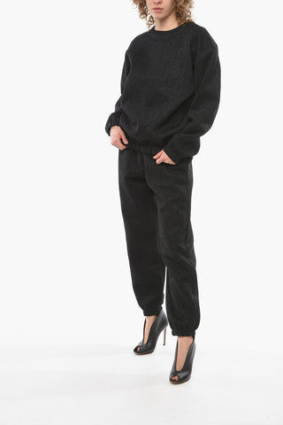 Lurex Crew-neck Sweatshirt with Elasticated Waistband