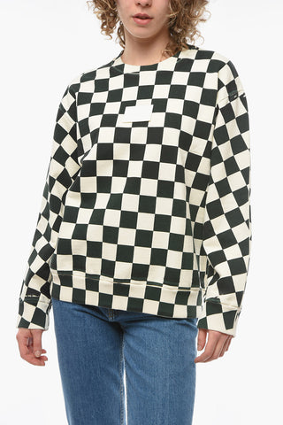 MM6 Crew-neck Sweatshirt with Check Pattern and Logo Patch