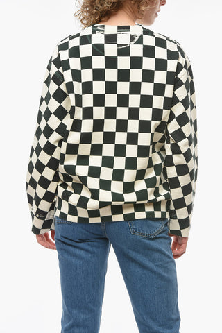 MM6 Crew-neck Sweatshirt with Check Pattern and Logo Patch