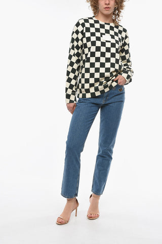 MM6 Crew-neck Sweatshirt with Check Pattern and Logo Patch