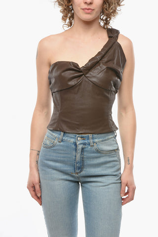 Leather COLMAR One-shoulder Cropped Top