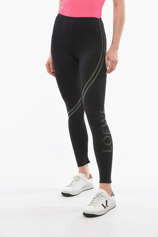Leggings con Logo in Lettering Stampato