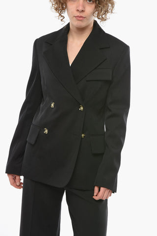 Virgin-wool-twill Double-breasted Blazer
